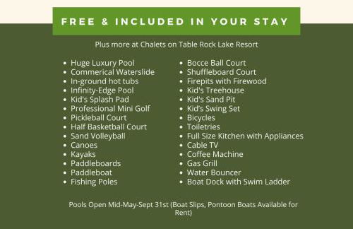 Luxury Lakefront Chalet Resort 2 Pools FREE Amenities Dock MiniGolf Waterslide - Foto 53