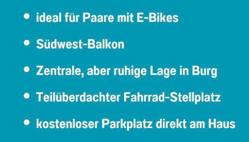 Casa Ueberall - Ruhige DG-Ferienwohnung für 2 Erwachsene in Burg - Balkon mit Abendsonne, hochwertige Ausstattung, überdachter E-Bike-Stellplatz, Nähe zur Altstadt & Restaurants - Foto 4