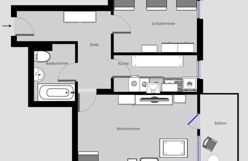 Work & Stay Apartment mit Balkon - Foto 16