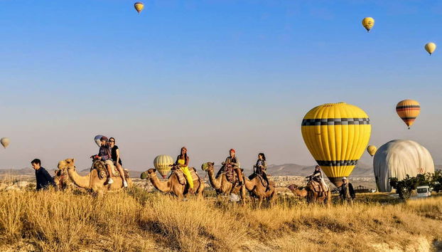 Durante il giro in cammello in Cappadocia