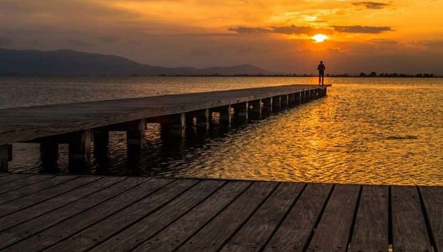 Coucher de soleil dans le delta de l'Èbre
