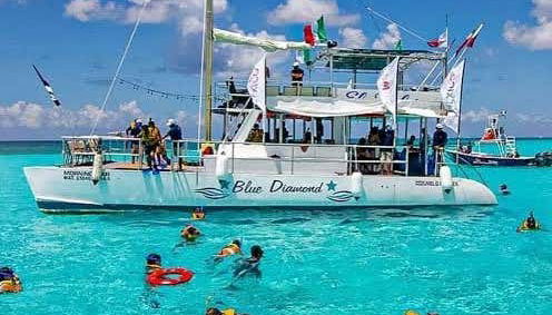 Take a dip near the boat