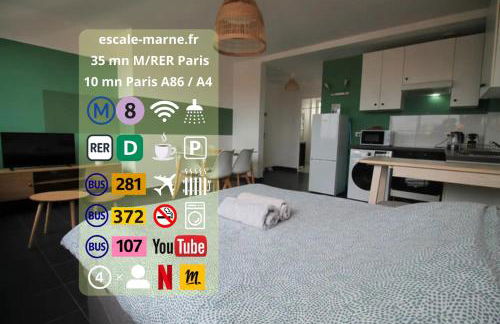 City Loft with rooftop view by Escale-Marne - M8 Tour Eiffel - Parking Gratuit - 201 - Foto 17