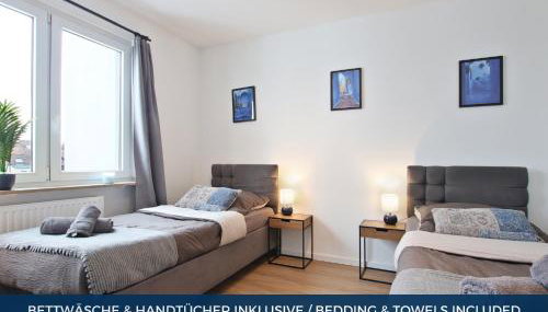 RtR Essen - Für bis zu 8 Personen - Voll ausgestattet - Zentral Limbecker Platz - Messe - Uniklinikum - Smart TV - Modern - Foto 5, towels, wardrobe