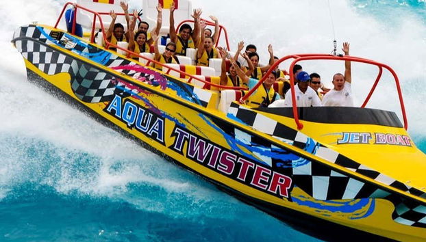 Having a blast on the boat