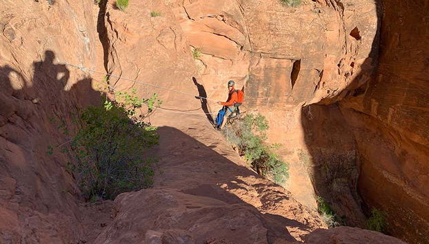 Descente d'un canyon de Moab
