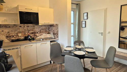 BohnApartments Franzstraße - kostenlose Parkplätze - sehr ruhig - Neubau - Vollausstattung - WLAN - Foto 5, stove, dishwasher