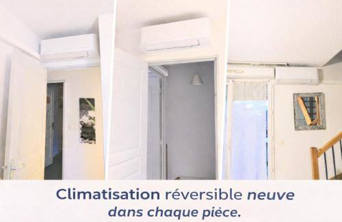LE BLEU CAMARGUE - T3 EN DUPLEX CLASSÉ 3 ETOILES - CLIM - ARRIVÉE AUTONOME - Piscine privative à la résidence - Parking Gratuit - Wifi FIBRE - Animaux acceptés - Idéale Famille couple télétravail - Foto 9