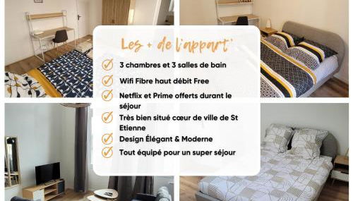 Bel Appart' 3 chambres 3 Sdb au centre-ville St Etienne - Foto 2
