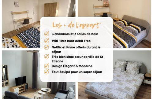 Bel Appart' 3 chambres 3 Sdb au centre-ville St Etienne - Foto 2