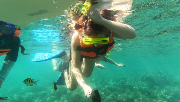 Fazendo snorkel nas águas do Pacífico