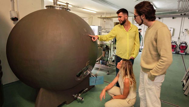 A barrel of wine in El Grifo