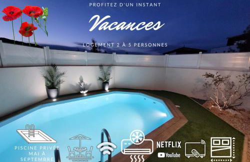 Magnifique logement indépendant "Les Coquelicots", terrasse proche des plages et Montpellier - Foto 1