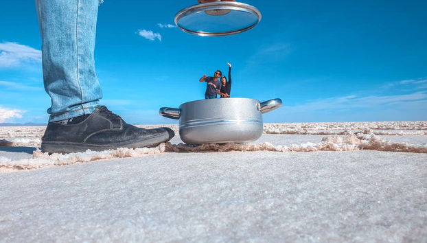 ¡Momento foto en el salar de Uyuni!