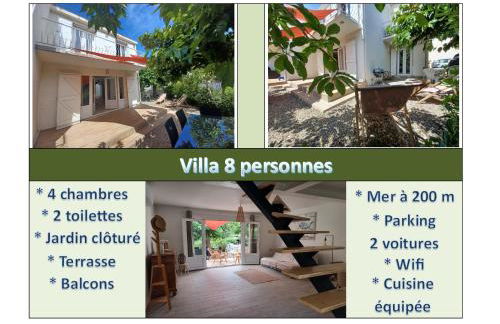 Villa 8 pers, 4 ch, jardin, clim 200m de la plage - Foto 11