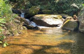 Casa com rio privado passando na frente e cercada por belas montanhas e piscina natural Estrada pavimentada até o estacionamento - Foto 5