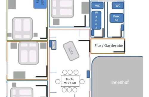 Für Gruppen und Familien - große Ferienwohnung Nähe Stadtpark, 4 Schlafzimmer, 2 Bäder, Terrasse, Parkplatz - Foto 2