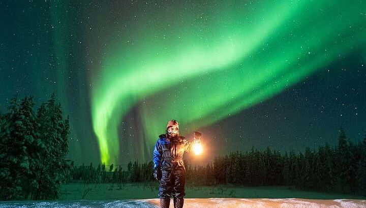 Disfrutando del tour de la aurora boreal VIP