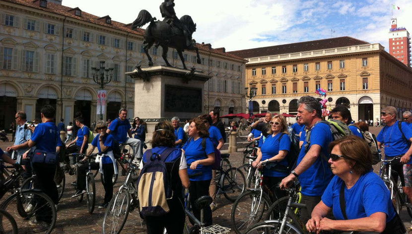 Durante il tour di Torino in bicicletta