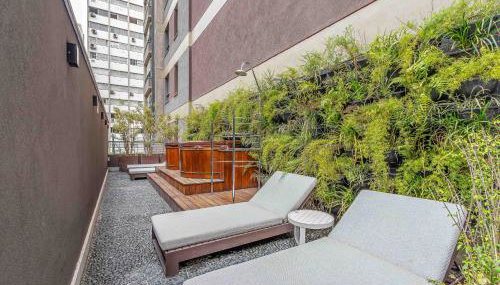 Next Vila Nova by Viva - Prédio Residencial moderno próximo ao Parque do Ibirapuera - Foto 4, Garden, sunbed, Garden view