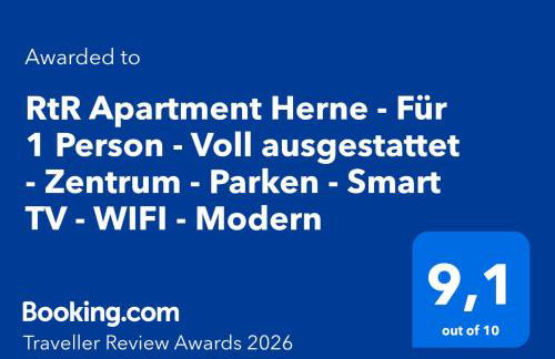 RtR Apartment Herne - Für 1 Person - Voll ausgestattet - Zentrum - Parken - Smart TV - WIFI - Modern - Foto 18