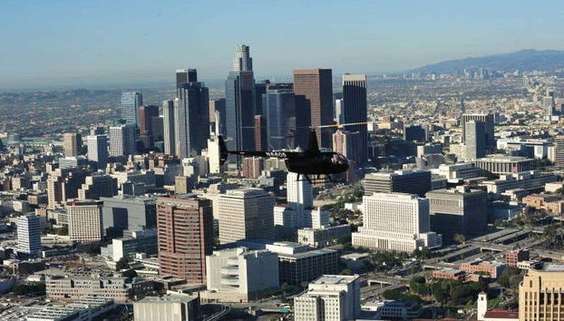 Vue panoramique de Los Angeles depuis l'hélicoptère