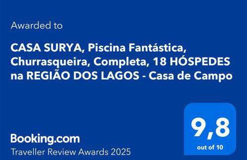 CASA SURYA, Piscina Fantástica, Churrasqueira, Completa, 18 HÓSPEDES na REGIÃO DOS LAGOS - Casa de Campo - Foto 2