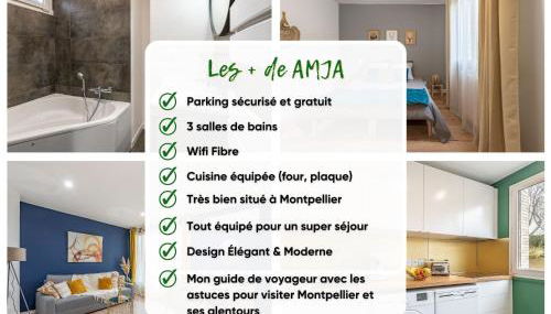 AMJA Proche clinique Saint-Roch apt 3 chambres 3 salles de bain parking gratuit idéal famille groupe coworking 10 min centre ville 10 min plage 5 min sortie autoroute - Foto 3