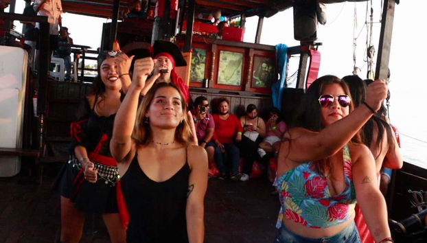 Enjoying the pirate ship cruise in Cozumel!