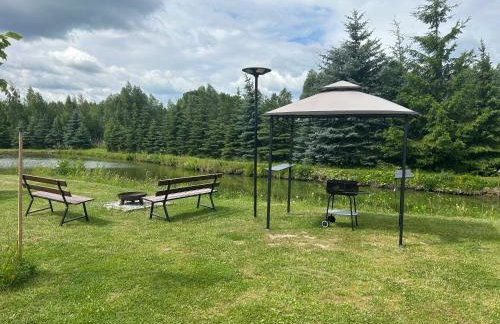 Domek drewniany nad stawem - Foto 22