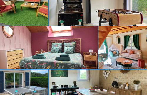 Le So Art, grande maison 4 chambres, terrain de pétanque, grand jardin clos, flipper, babyfoot, jeux Arcade, ping pong,1 km mer, proche golf, Port en Bessin, Bayeux et plages du débarquement, adaptée enfants - Foto 2