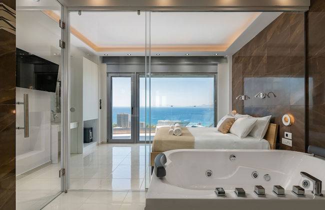 Rhodes Skyline Suite With In Door Jacuzzi Sea View - Photo 10
