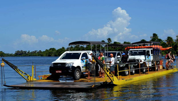 Crossing the river in a 4x4