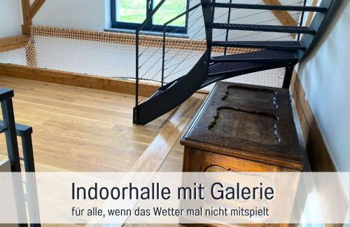 Landloft Linum - Ausgebaute Scheune mit Aussicht, Naturpool, Kamin, Sauna, Luxusausbau, handverlesene MidCentury Möbel & Kunst - Photo 64