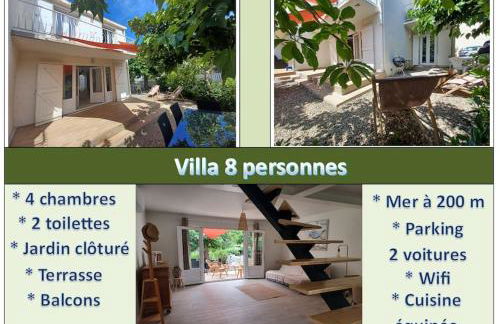 Villa 8 pers, 4 ch, jardin, clim 200m de la plage - Foto 1