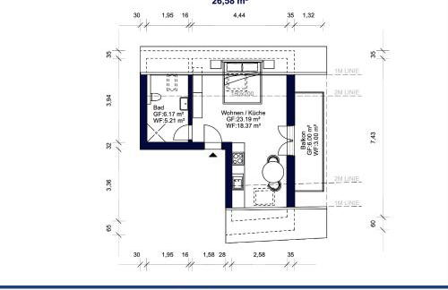 1-2 Personen - Parkplatz - Fahrradgarage - Zentrum - Küche - Balkon - WLAN - Klima - Foto 31