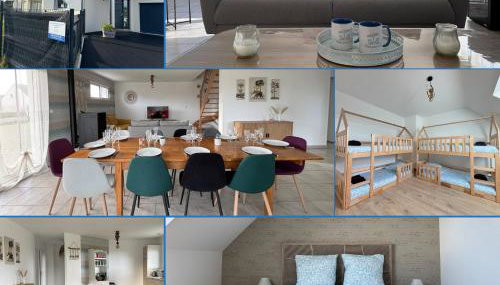 Les Voiles, maison bien équipée 10 p 2 sdb, 2 WC, spacieuse lumineuse avec jardin clos, garage, terrasse aménagée, parking privatif, à 950 m de la plage d'Asnelles et tous commerces, près de Bayeux et Arromanches, chiens bienvenus - Foto 2