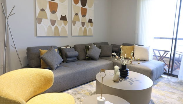 Stylish 1BR with Serene Sea View - Foto 4, Zona de estar