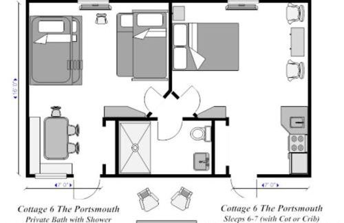 Cottage 5-6 - 2 Bedroom 1 Bath End Unit with Kitchenette Private Courtyard Pet Friendly fee applies - Photo 13