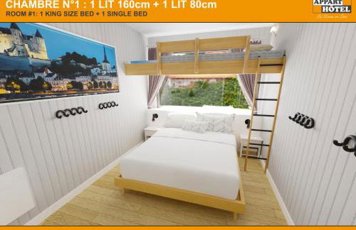 APPART'HÔTEL Les Prés Blondeau, 1 à 10 personnes, 3 chambres, Terrasse, Parking privé, Wifi, Arrivée autonome 24-7 - Foto 12