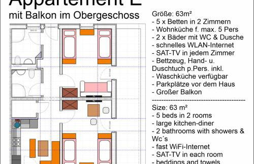 APARTMENTHAUS "AM KORNFELD" - 10 Gästewohnungen mit 1-3 Schlafzimmern, 40 Betten, Raucherbalkon, Reinigungs- & Wäscheservice, Grillgarten, Parkplatz - Foto 5