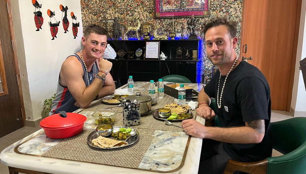 Tasting our delicious homemade meal