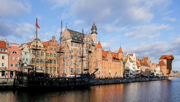 Vistula River with Gdansk's medieval crane in the background