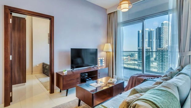 Waterfront 2BR w Canal View Near Burj Khalifa - Foto 2, Habitación