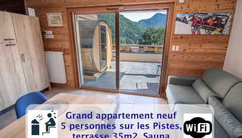 Dans résidence neuve LE SNOW ROC sur les pistes, grand studio cosy 5 pers avec terrasse panoramique, SAUNA, WIFI - Foto 1
