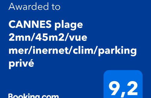 CANNES plage 2mn/45m2/vue mer/inernet/clim/parking privé - Photo 1