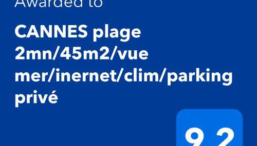 CANNES plage 2mn/45m2/vue mer/inernet/clim/parking privé - Foto 1