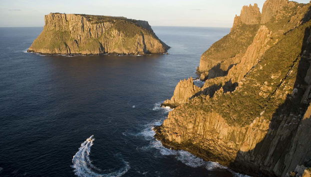 Cruising along Tasman Island's coastline
