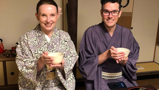 Enjoying the tea ceremony!