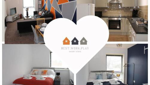 RestWorkPlayShortStays apartment, free parking and wifi, perfect for contractors, near to i54 park and city centre - Foto 4, towels, stove, pet friendly, minibar